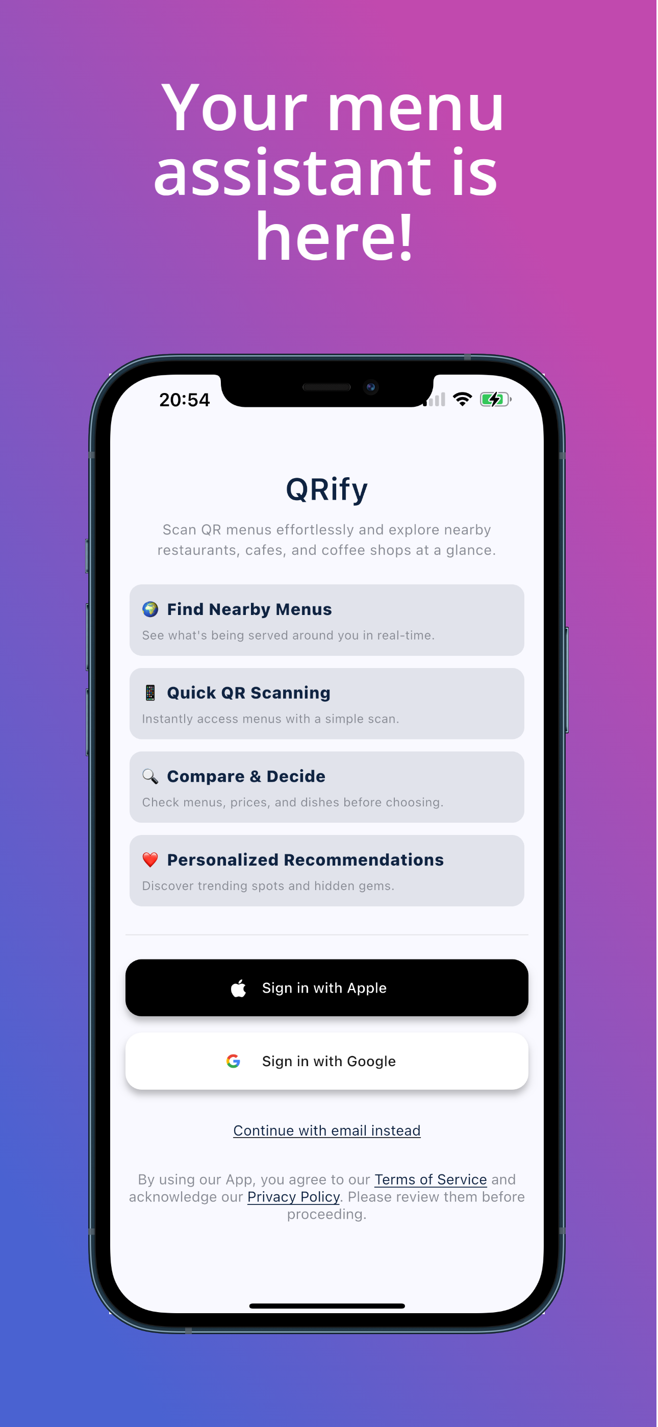 QRify – app screenshot